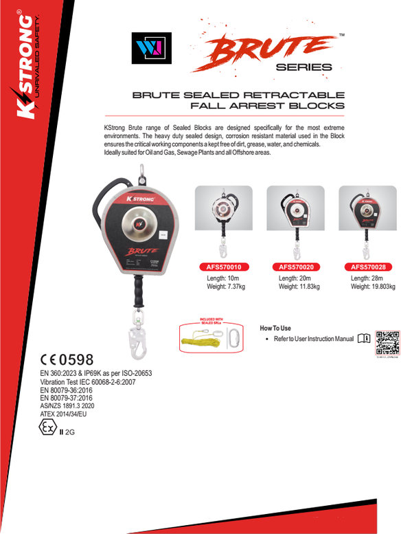 K-STRONG - BRUTE SEALED RETRACTABLE FALL ARREST BLOCKS