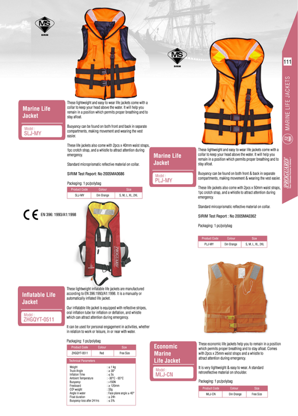 Marine Life Jacket (SIRIM/DOSH)