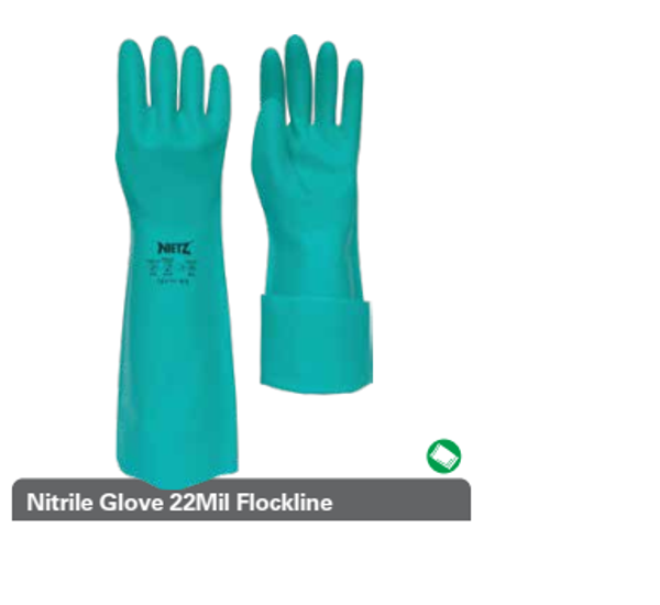 Nitrile Glove 22Mil Flockline 18"