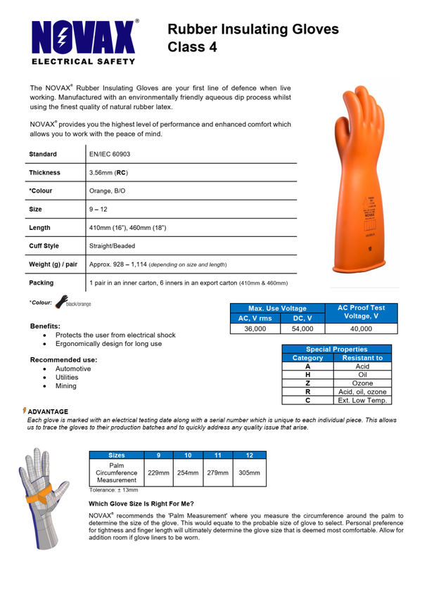 NOVAX - Rubber Insulating Gloves Class 4