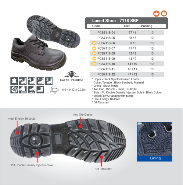 PICASAF Laced Shoe - 7118 SBP (SIRIM/DOSH)
