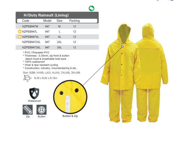 H/Duty Rainsuit (Lining)