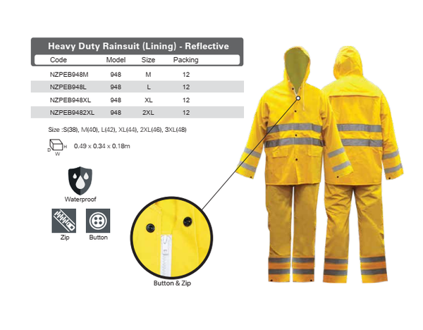 Heavy Duty Rainsuit (Lining) - Reflective