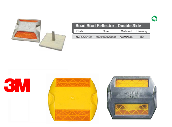 3M aluminium road stud with Double Amber reflector