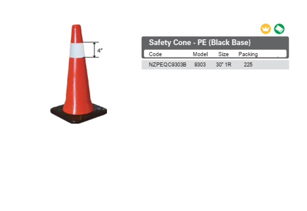 Safety Cone - PE (Black Base)