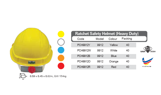 Ratchet Safety Helmet (Heavy Duty) (SIRIM/DOSH)