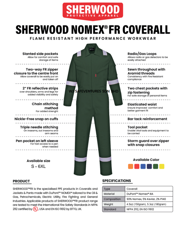 SHERWOOD NOMEX FRC COVERALL (SIRIM/DOSH)