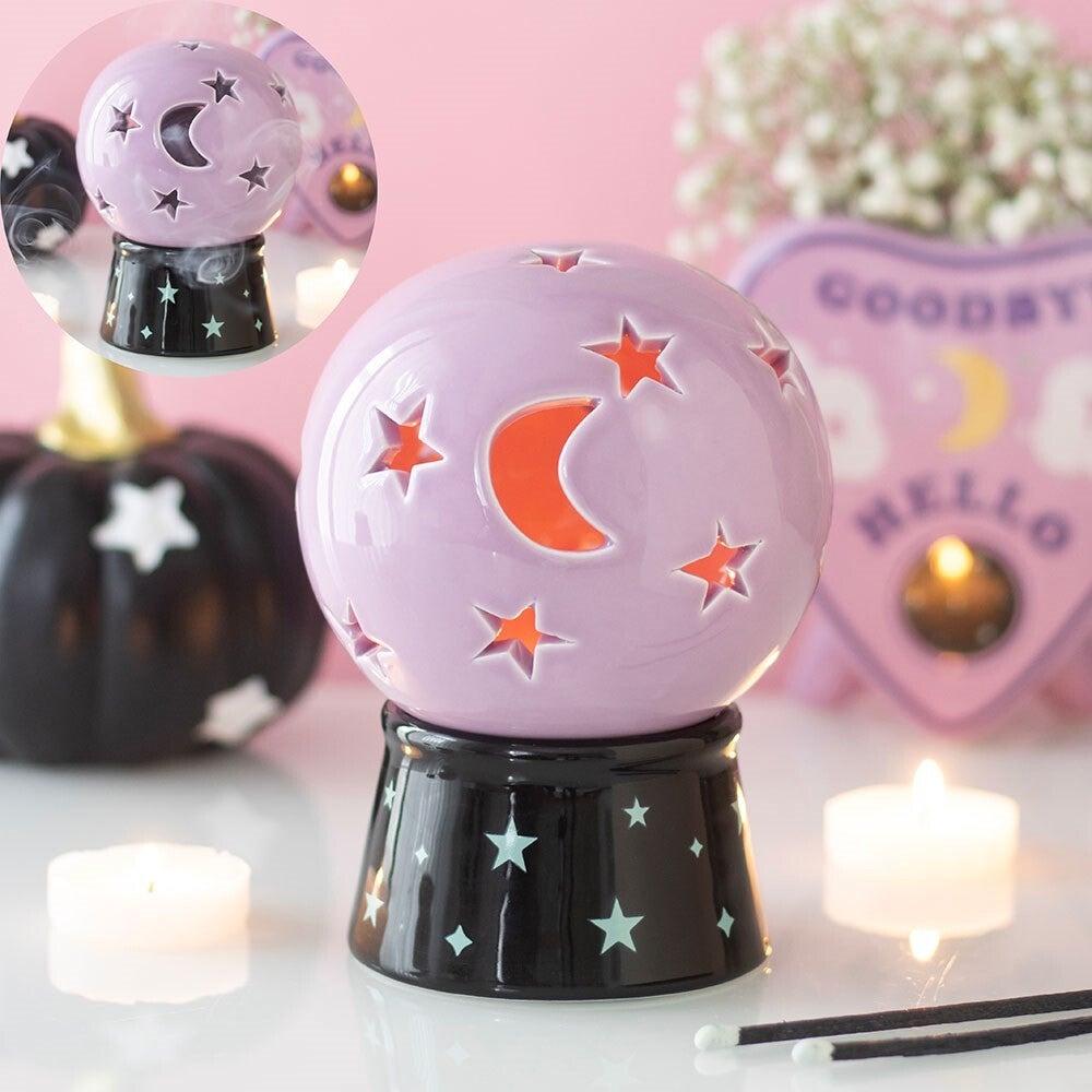 Crystal Ball Tealight & Incense Cone Holder