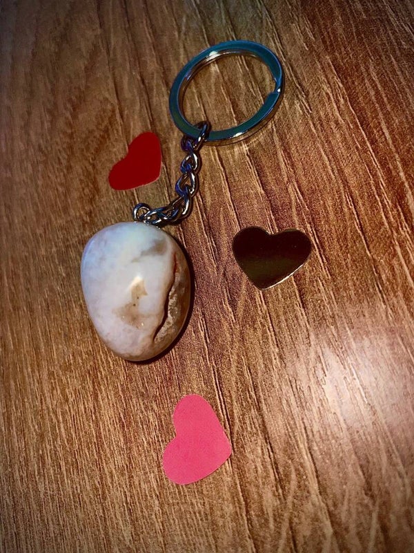 Druzy Flower Agate Keychain