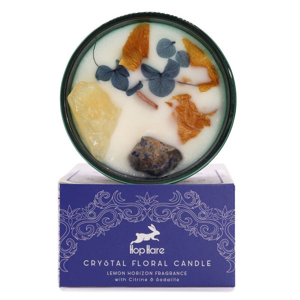 Citrine & Sodalite Hop Hare Crystal Candle