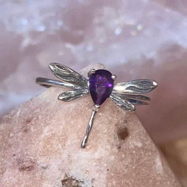 Amethyst Dragonfly Ring