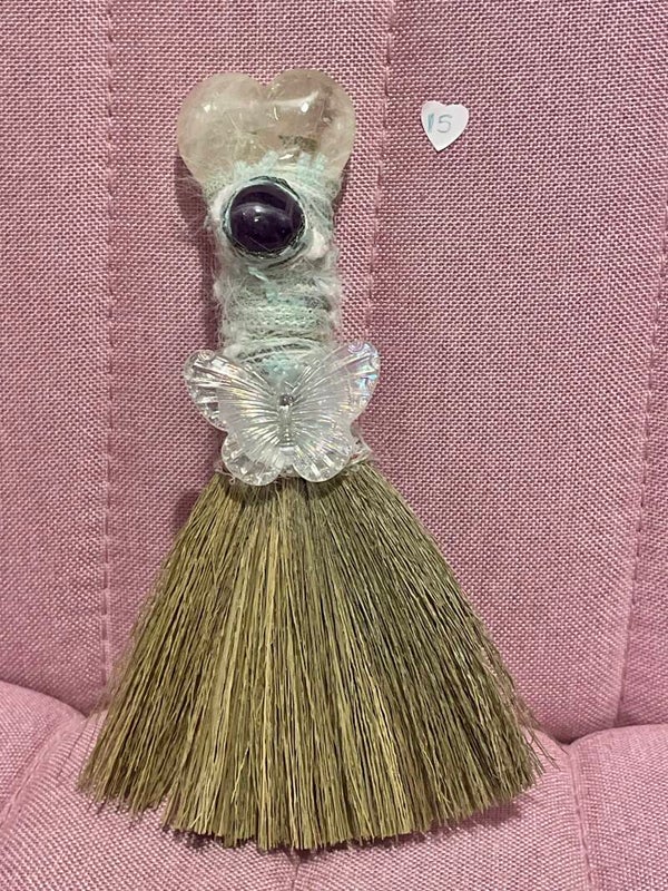 Prehnite Heart Crystal Besom