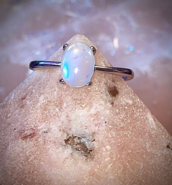 Rainbow Moonstone Ring