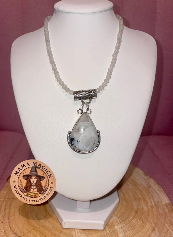 Rainbow Moonstone Pendant & Choker Set