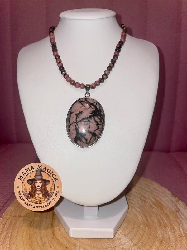 Rhodonite Pendant & Choker Set