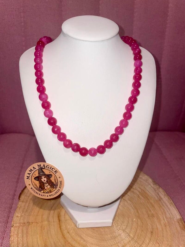 Fuschia Agate Choker Style Necklace
