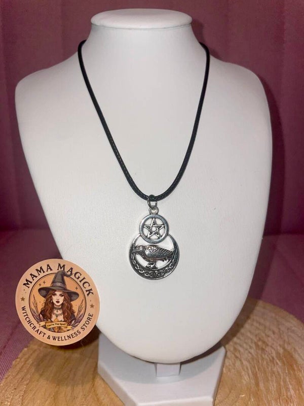 Raven & Crescent Moon Necklace