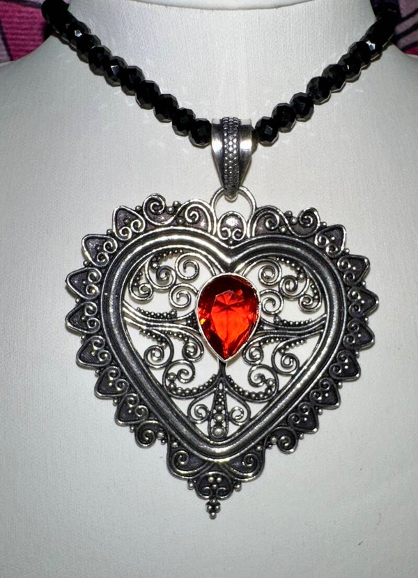 Garnet Heart Pendant