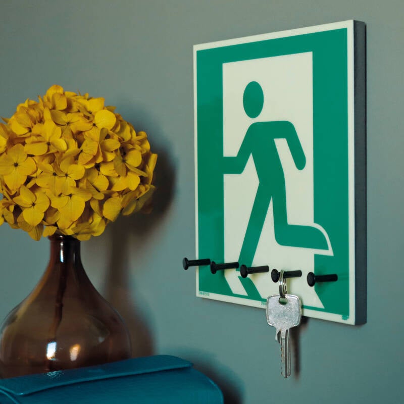 DESIGN PLEASE Schlüsselbrett als Notausgang Schild mit Haken
