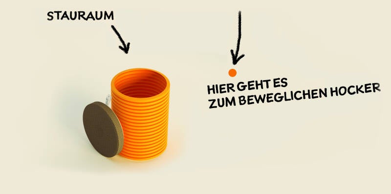 Hier geht es zum beweglichen Hocker the tube chair