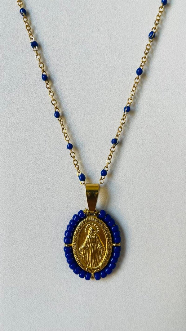 Médaille miraculeuse avec chaîne ornée de perle