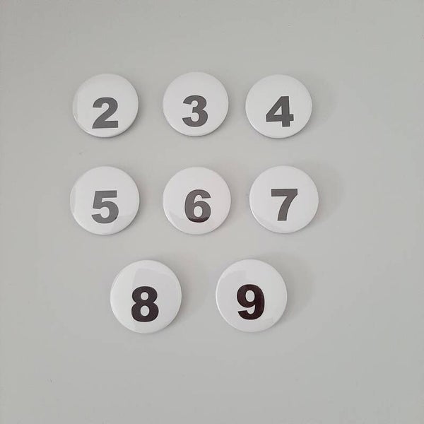 Buttoncijfers van cijfer 2 tot cijfer 5