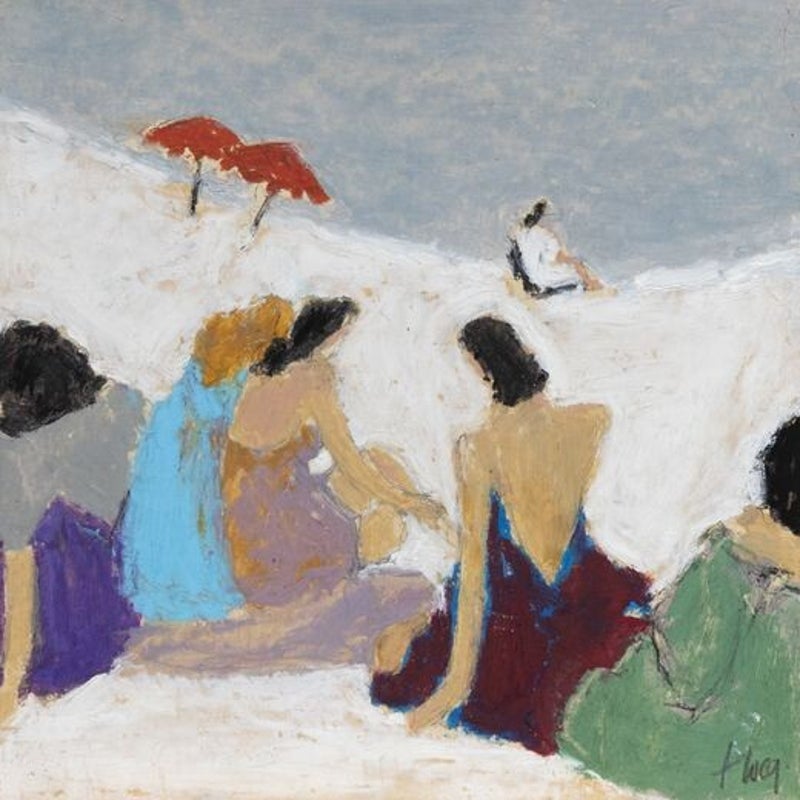 "Les dames de la côte"  Pastel à l'huile sur papier. 20x20 cm