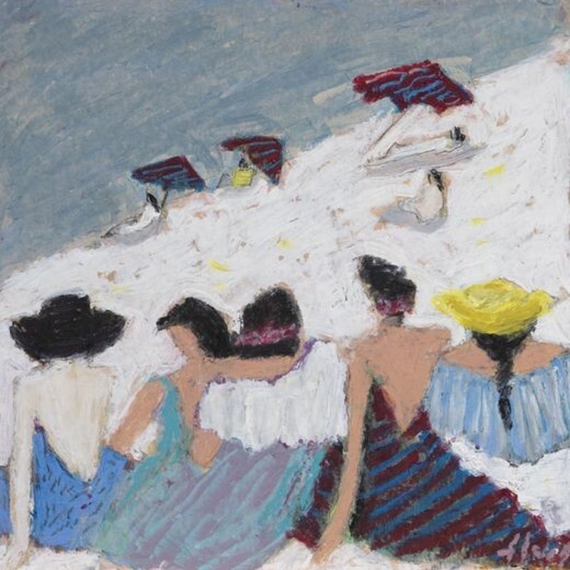 "Les dames de la côte"  Pastel à l'huile sur papier  20x20 cm