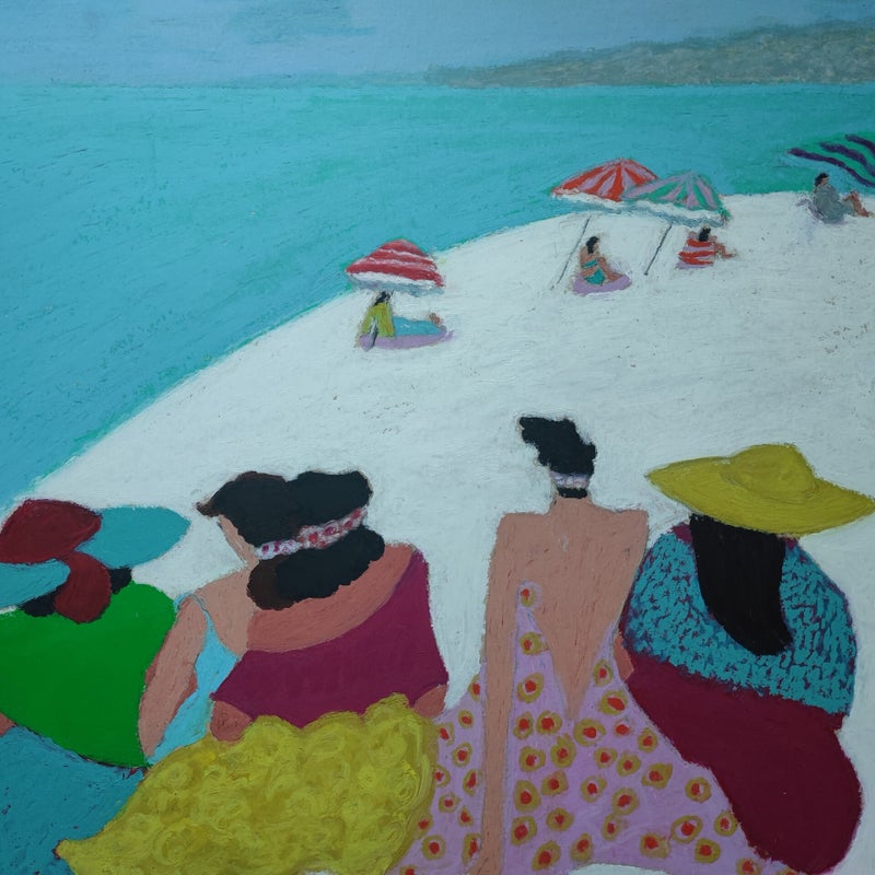 "Les dames de la côte"  Pastel à l'huile sur papier  20x20 cm