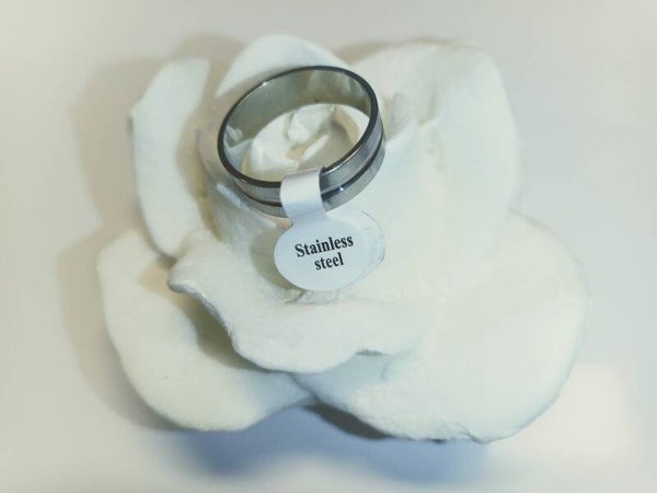 🔴 Ring aus Edelstahl - poliert - mit Nut - Durchmesser 21mm