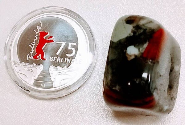 🔴 925er Silbermünze - Edelstein Heliotrop