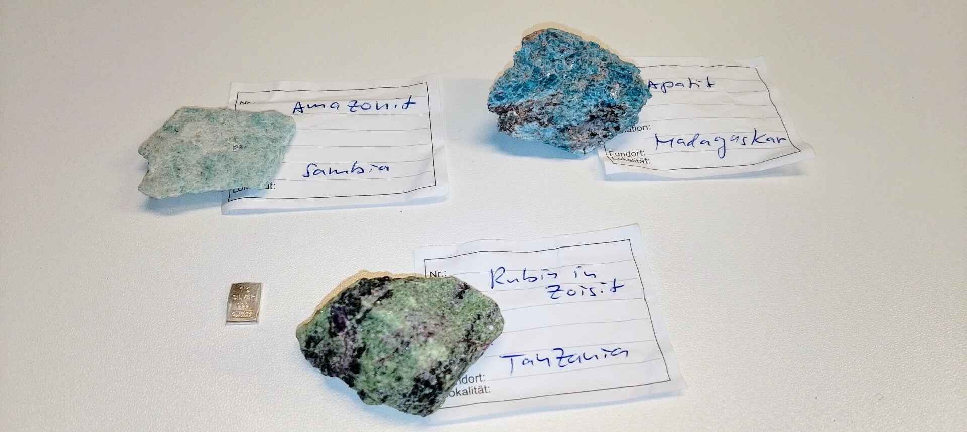 🔴 Mit HTWS-Zertifikat: Silber - Rubin in Zoisit aus Tanzania - Amazonit aus Sambia - Apatit aus Madagaskar