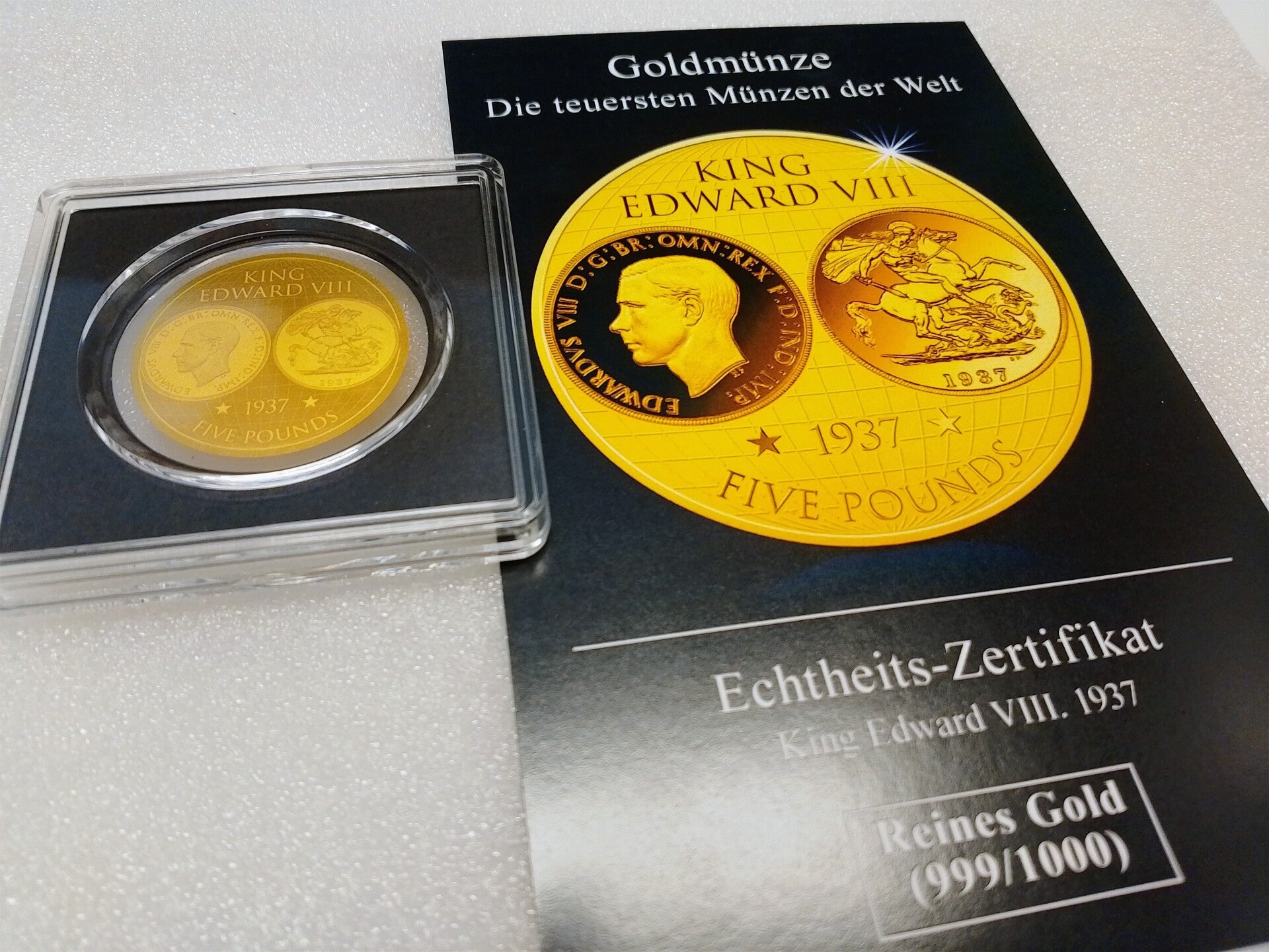 🔴 Limitierte 999er Goldmünze - King Edward VIII - Sammlerausgabe