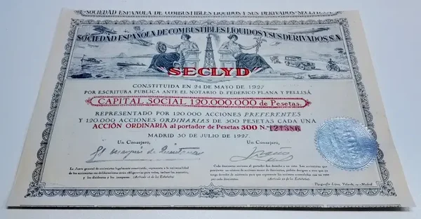 🔴 Historisches Sammlerstück - Ca. 100 Jahre alt - Aktie Madrid - Spanien