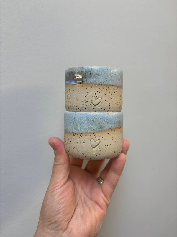 Lot de 2 tasses à café bleu mat