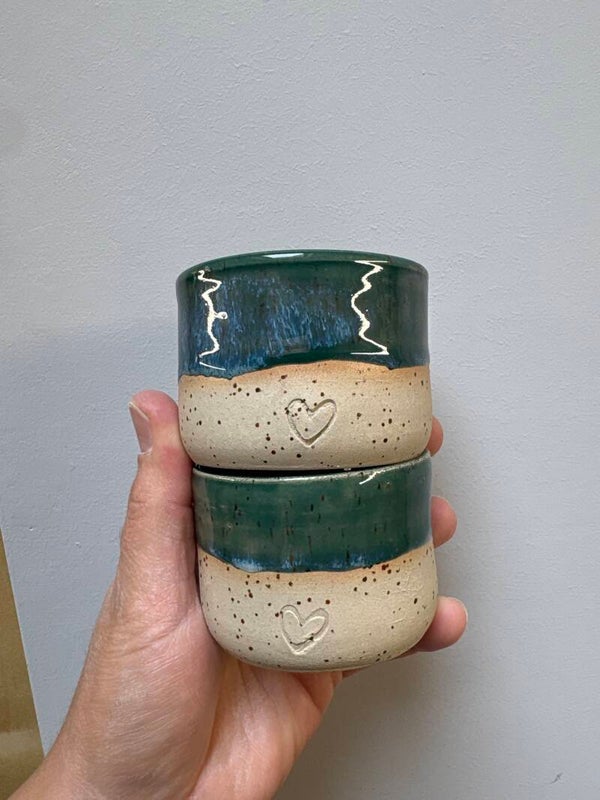 Lot de 2 tasses vertes sapin