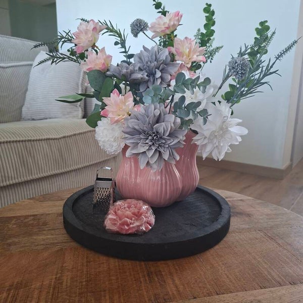 Roze toetervaas met luxe zijdenboeket