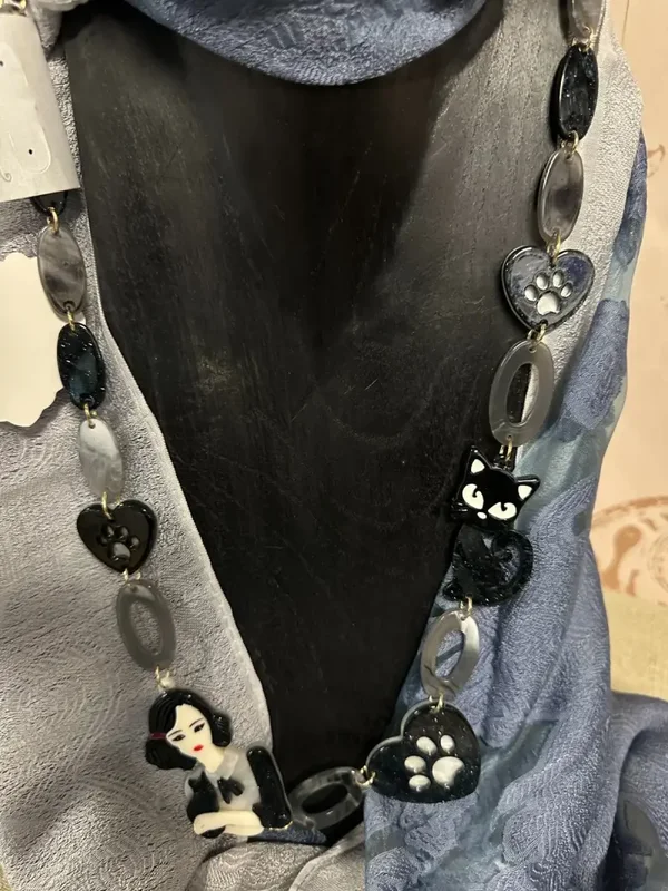 Collana lunga metallo charme vinile