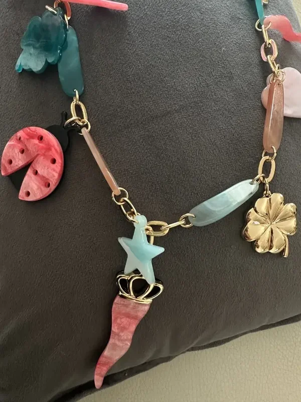 Collana lunga metallo charme vinile