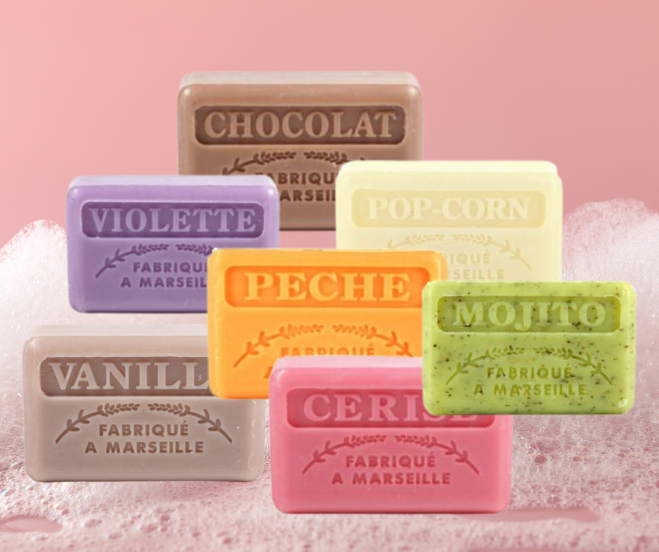 Biologische Marseille zeep met karitéboter, verschillende geuren