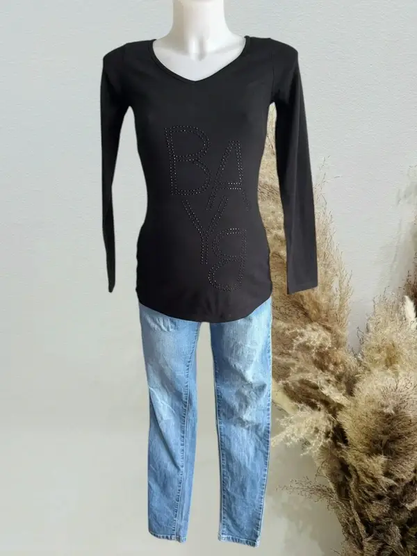 T-shirt manches longue noir grossesse baby T34/36 Kiabi