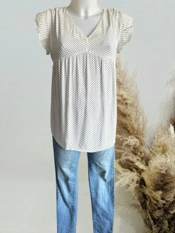 Blouse fluide de grossesse crème à pois noir T36/S h&m mama