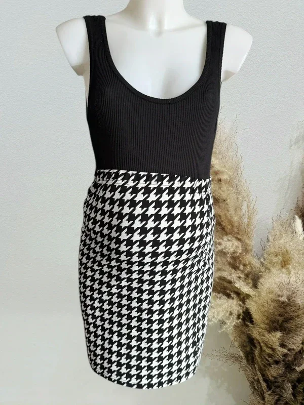 Jupe de grossesse noir et blanc pied de poule T36/S