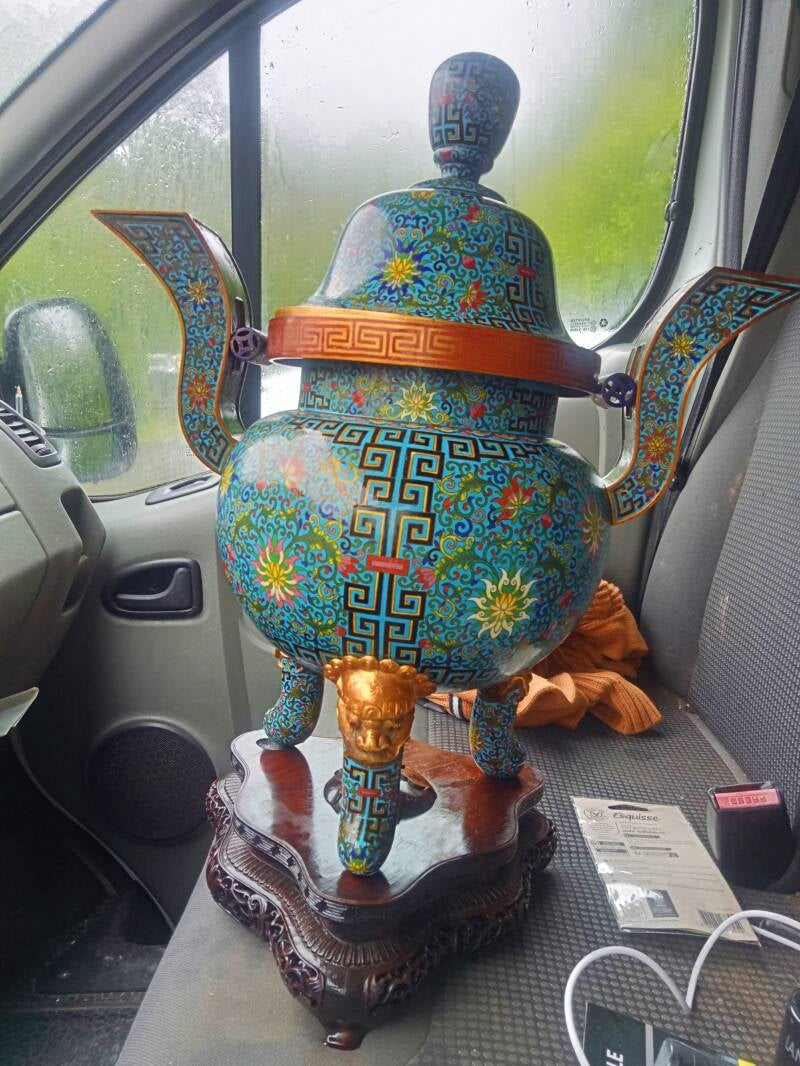 Brule parfum en bronze cloisonné chinois de la fin du 19 ème siècle 