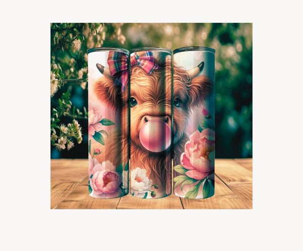 Highland Cow 20z Skinny Tumbler