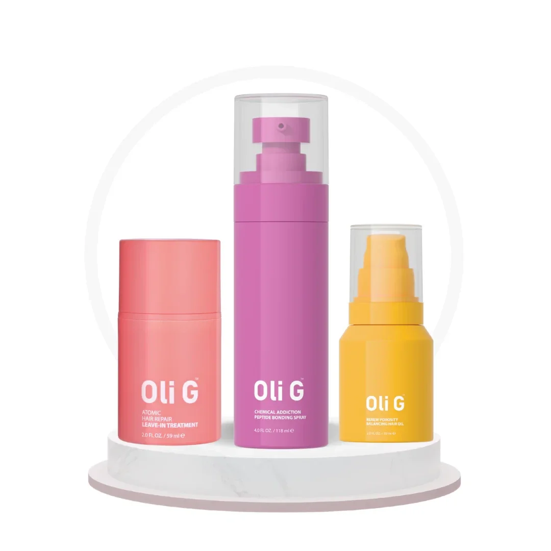 Trio set Leave-in + UV & Color Booster & Renew Porosity olie - OLI G