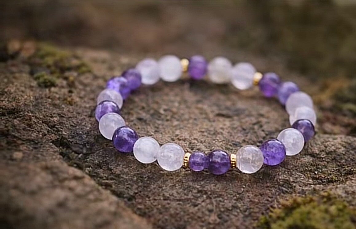 Bransoletka Ametyts i kryształ górski