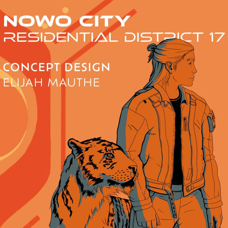 Nowo city – Residential district 17, cover, Felix with his tiger Kotora