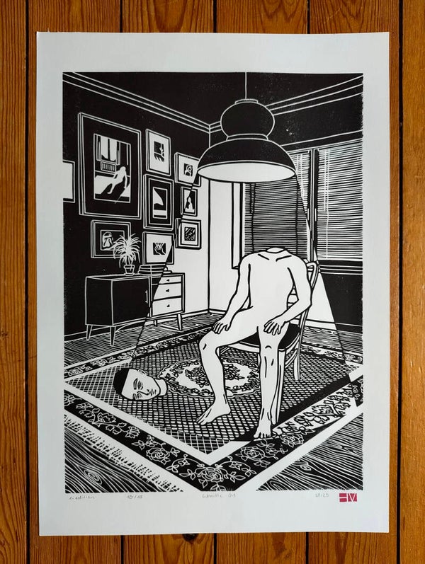Schnitte 01-06 - Handmade Linoprint 35 x 50 cm Black & White