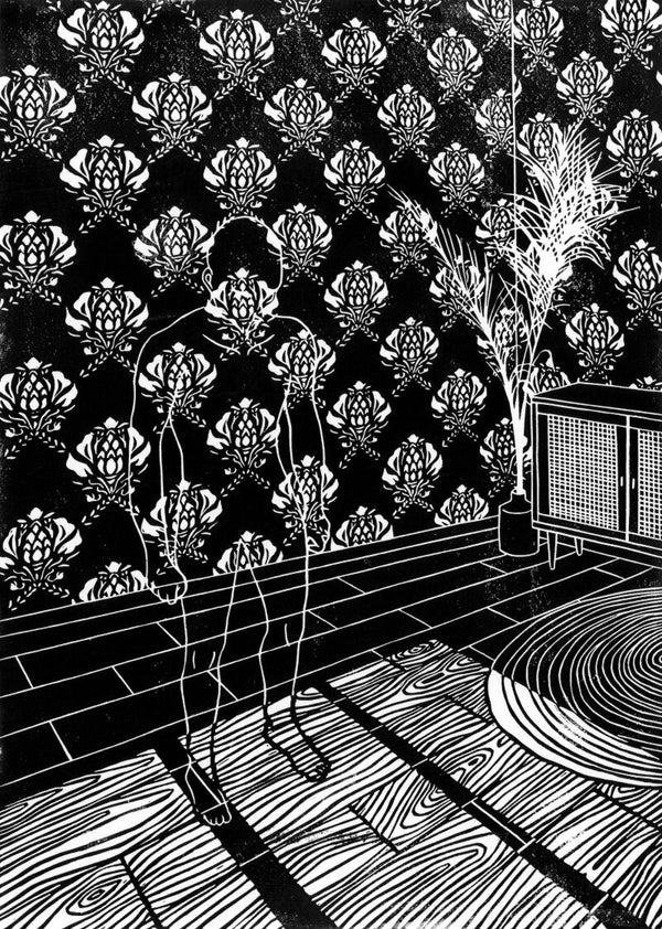 Schnitte 02 - Handmade Linoprint 35 x 50 cm Black & White